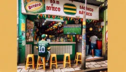 uma imagem gerada por IA de um torcedor dos Packers sentado em um boteco assistindo ao jogo